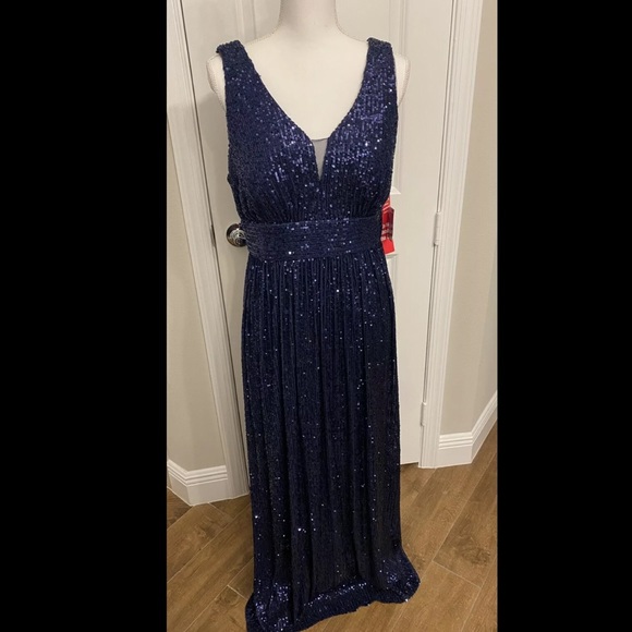 Nightway Blue Sequin Plus Dress - Picture 3 of 10